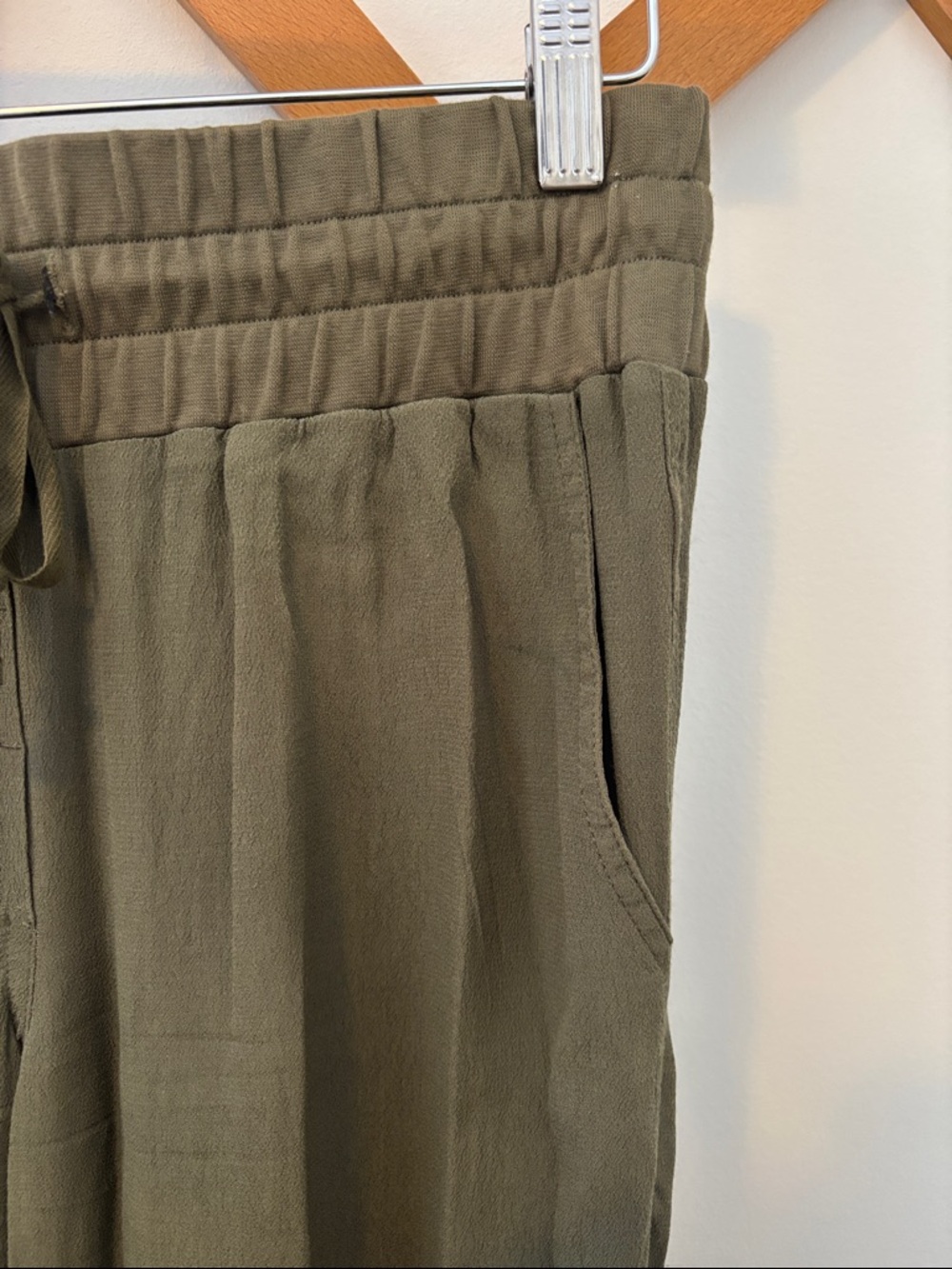 Olive Drawstring Trouser Pants - Picture 4 of 5